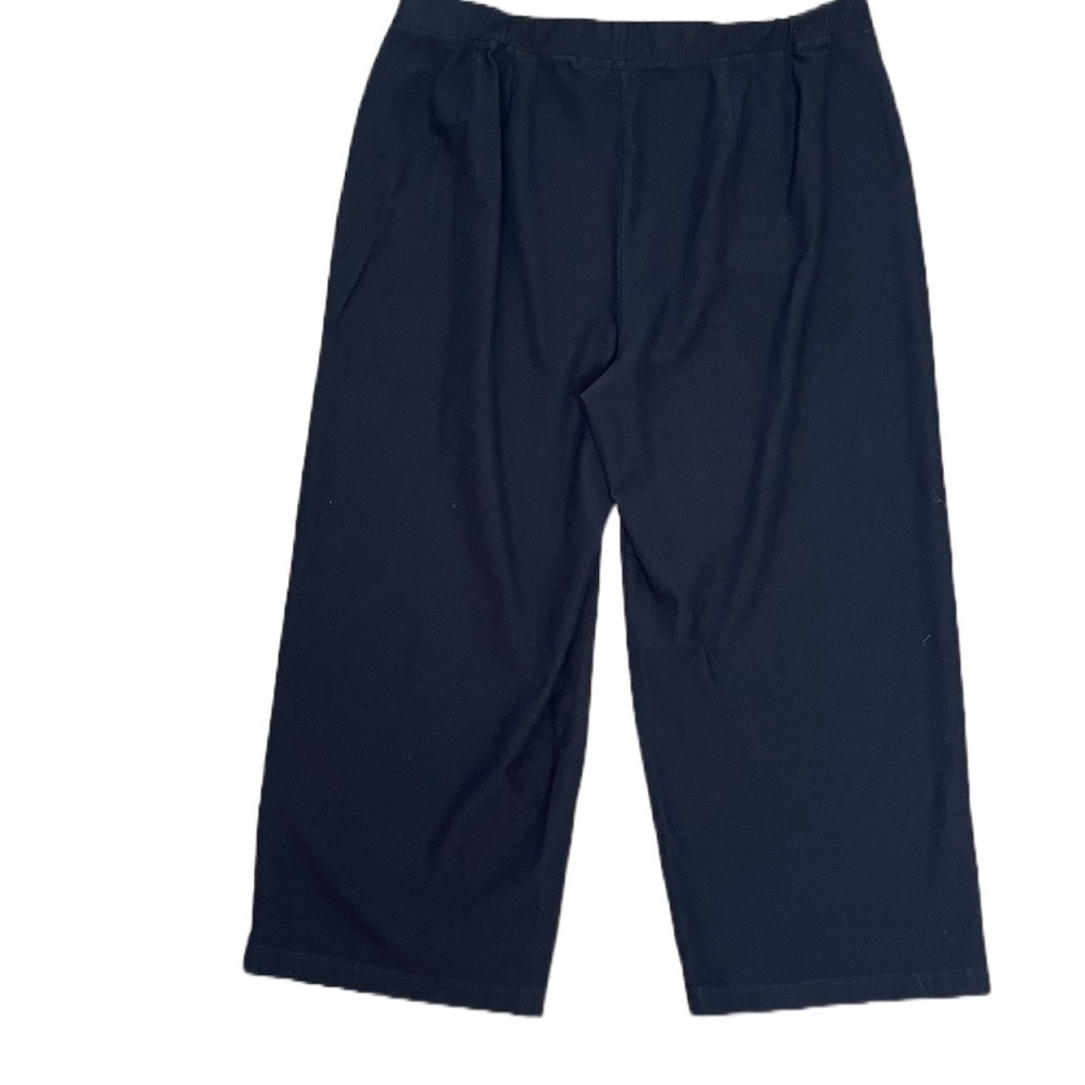 EILEEN fisher pull on black stretchy wide leg cropped/capri pants - Picture 3 of 7